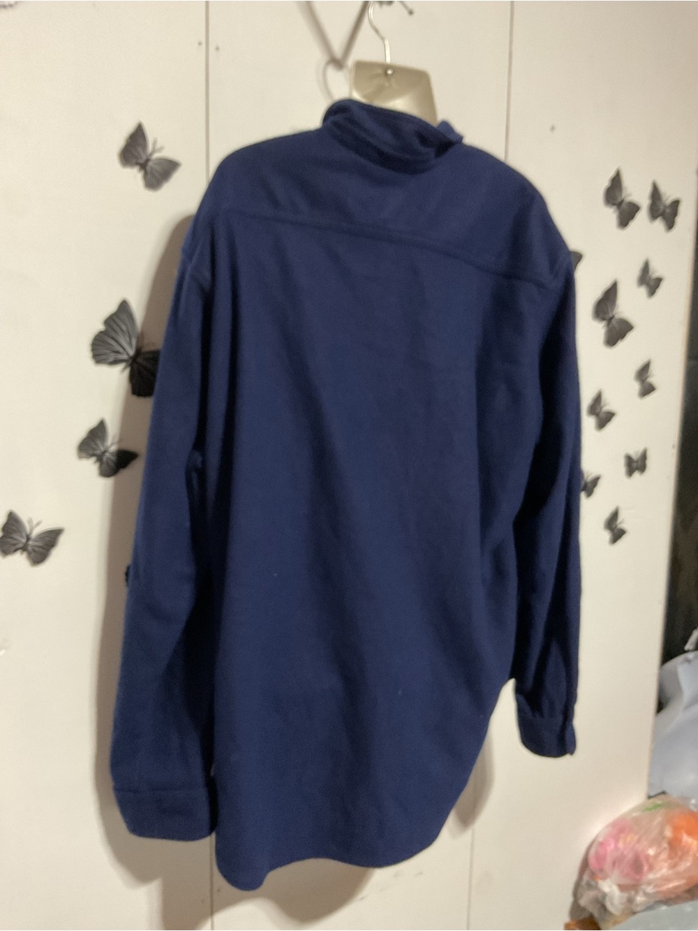 Navy Button-Up Shirt Jacket - Picture 3 of 7